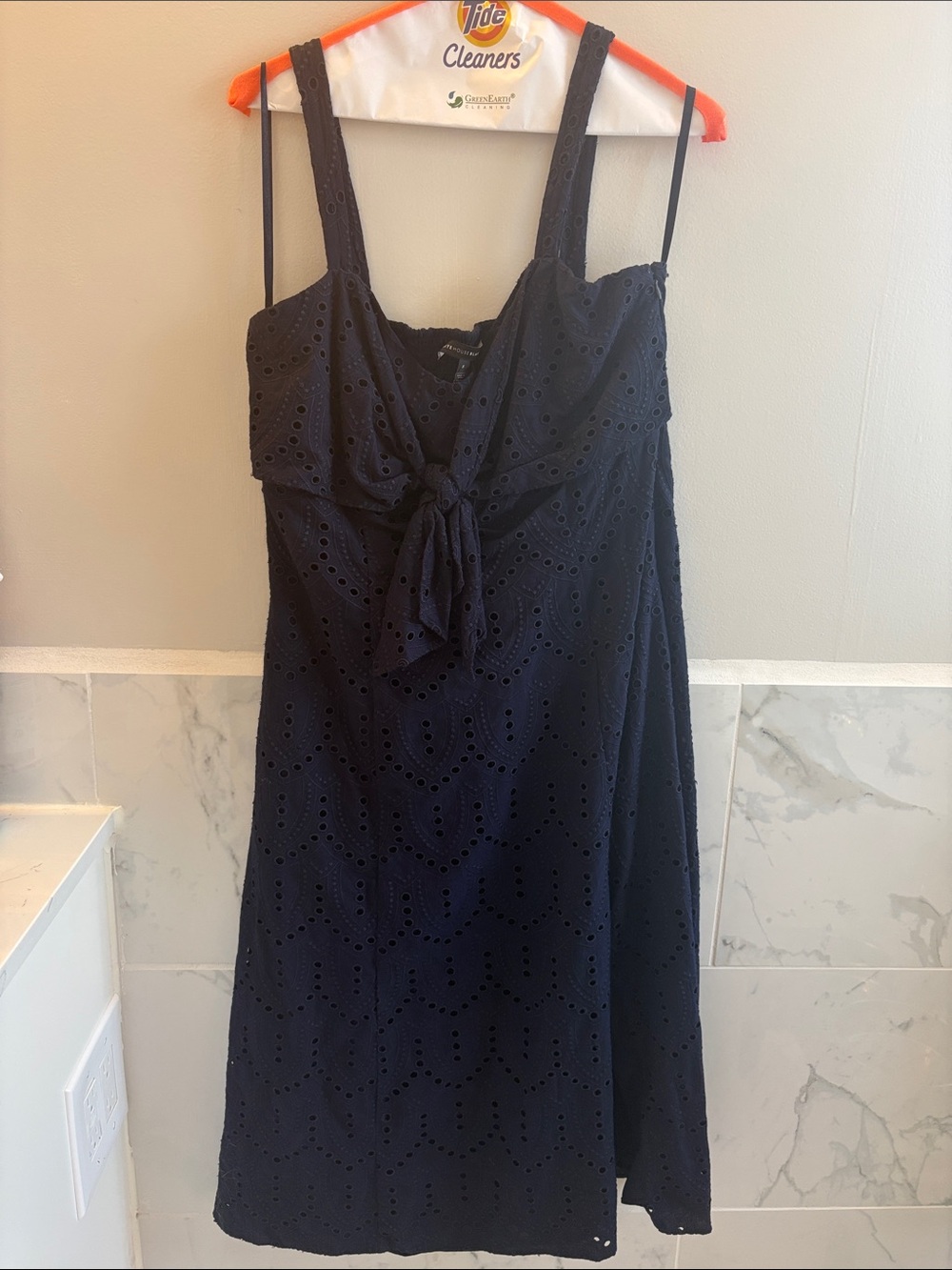 Navy Eyelet Tie-Front Sundress - Women